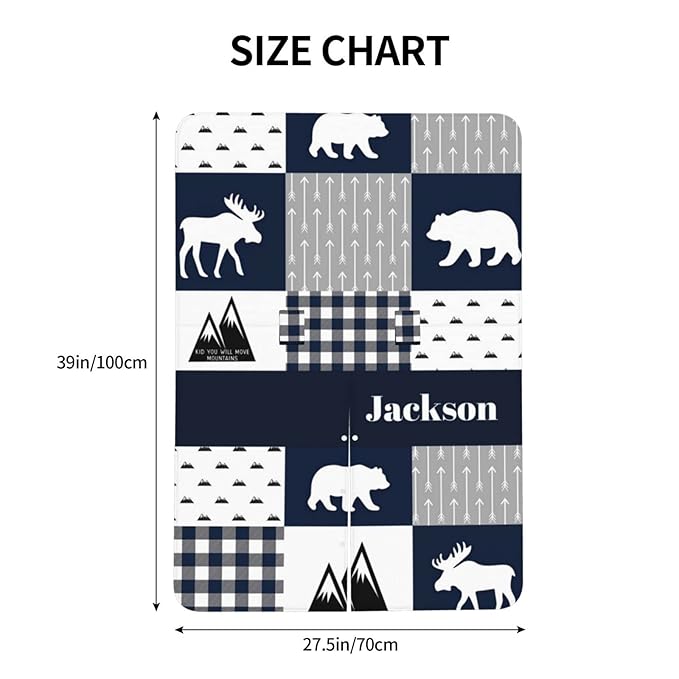 Personalized Baby Car Seat Canopy for Babies with Name, Custom Car Seat Covers for Boys, Infant Opening Minky Nursing Breastfeeding Stroller Cover Carseat Canopies for Newborn (Deer and Bear Blue)