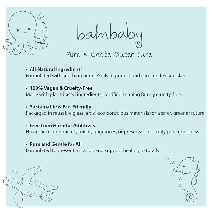 Diaper Balm by Balm Baby – Natural Diaper Rash Cream & Multipurpose Baby Skin Ointment with Calendula, Vegan - Soothing, Healing, Moisturizing – Newborn Cradle Cap (2-Pack)