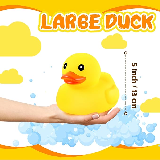 Deekin 40 Pcs Large Yellow Rubber Ducks Bulk Large Duck Squeak Rubber Bathtub Floating Bath for Birthday Party Decoration Gift Swimming Pool (5 Inch)