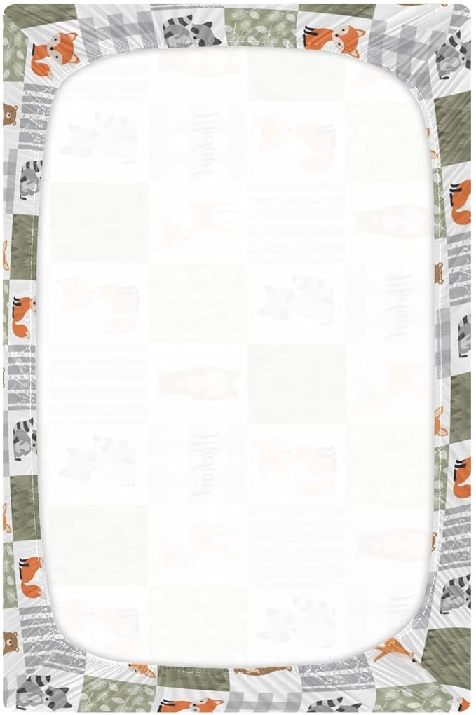 Personalized Pack 'n Play Sheets - Custom Baby Crib Sheets for Boys & Girls, Fitted Sheet with Soft, Breathable Woodland Animals Material