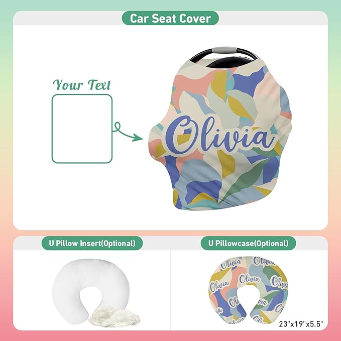 Personalised Car Seat Cover for Babies - Multi-use Carseat Canopy Cover with Name, Camouflage Car Seat Covers, Christmas Birthday Gifts for Infant Boys and Girls