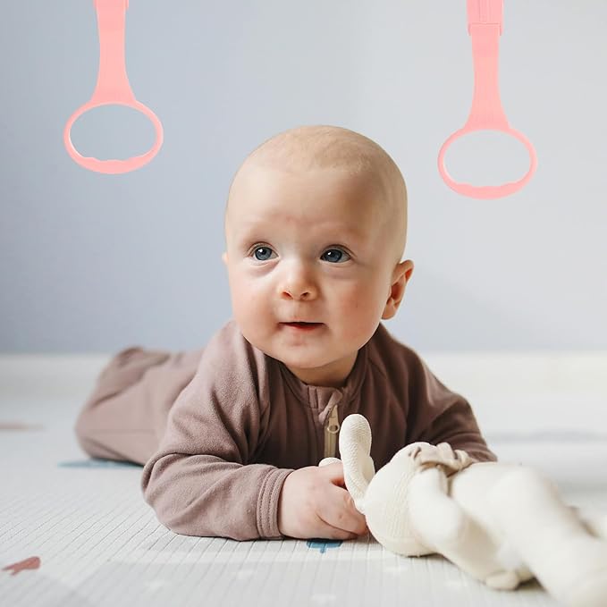 VANZACK 4 Pcs Baby Pull up Rings Baby Playpen Pull up Rings Baby Bed Stand Walking Exercises Assistant - Crib for Infant Toddler