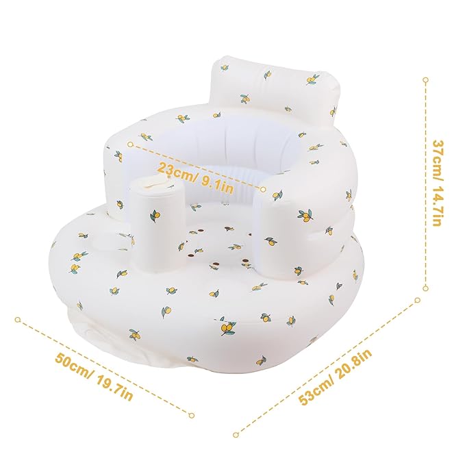 EKEPE Inflatable Baby Seat for Babies 3 Months & Up, Baby Floor Seats for Sitting Up, Baby Seats for Infants, Blow Up Baby Chair with Built in Air Pump - Olive Flower