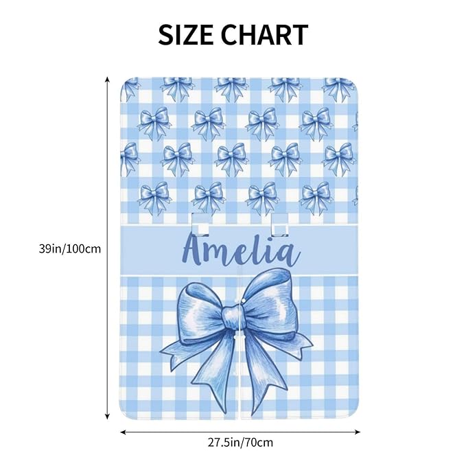 Personalised Baby Car Seat Cover with Name, Customized Bows Carseat Covers for Babies Girls, Windproof Sun Protection Baby Carseat Canopy, Multi-use Nursing Breastfeeding Covers for Infant