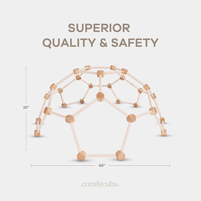 Comfy Cubs Wooden Toddler Play Gym for 3-6 Years Old - Montessori Climber for Kids - Safe Climbing Toy Support up to 120 lbs - Easy to Assemble Kids Climber for Active Play - Blush
