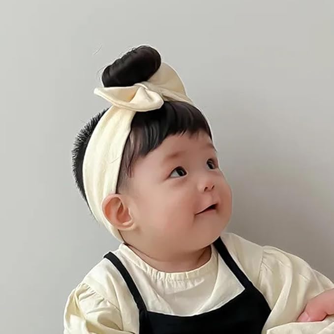 Lovely Bowknot Wigs for Baby Girls Toddler Fashion Headband Newborn, Off-White