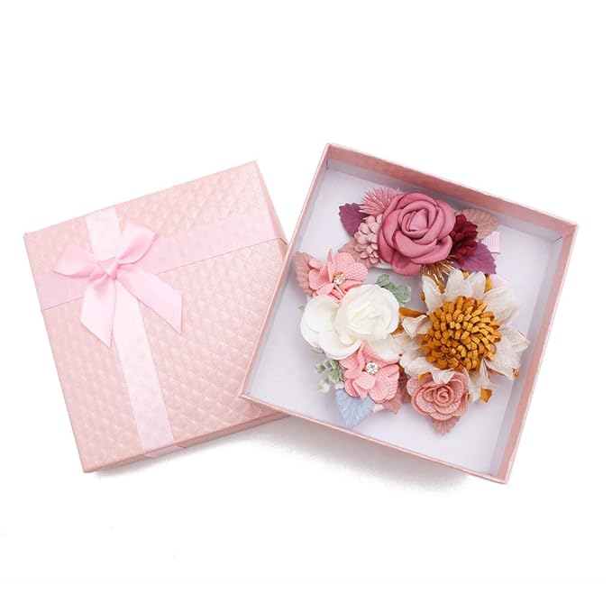 Flower Hair Clips Set-Cherrboll 3pcs Floral Hair Bow Accessories for Baby Girl Toddles Teen Gifts