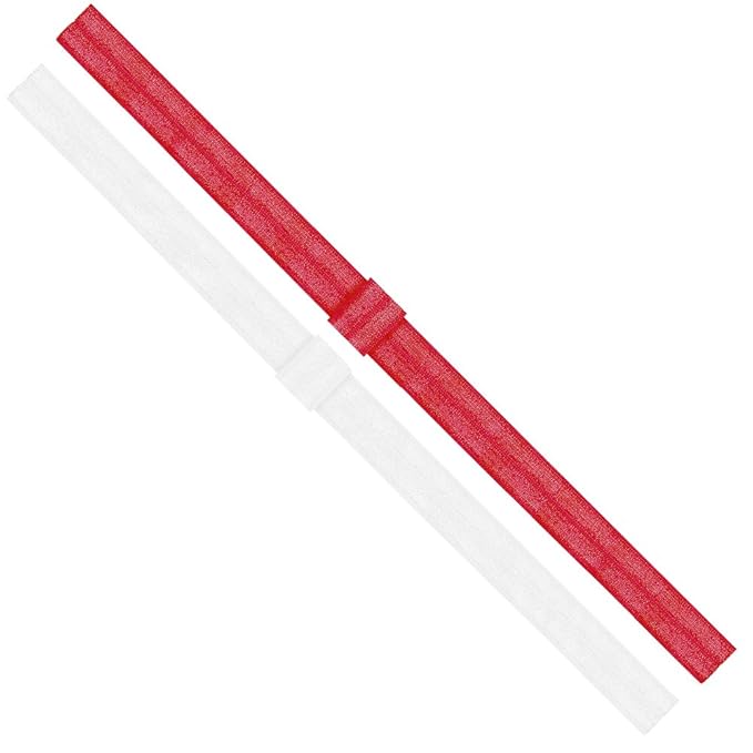 Wee Ones Baby Girls' Two Add-A-Bow Baby Elastic Head Bands - White and Red (0-6 Months)