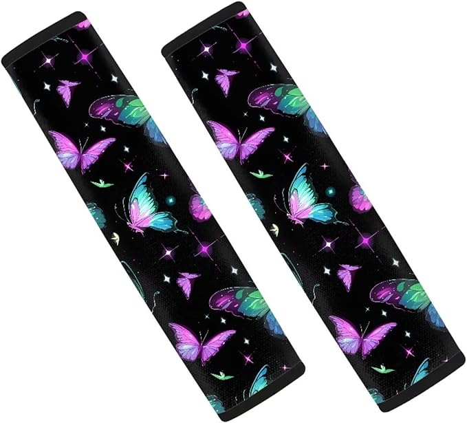 AFPANQZ Butterflies Seat Belt Cover for Women Adults 2 Packs Comfortable Driving Shoulder Protectors Car Safety Seatbelt Pads Soft Comfort Cushion Car Seats Accessories Decor