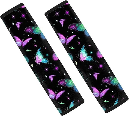 AFPANQZ Butterflies Seat Belt Cover for Women Adults 2 Packs Comfortable Driving Shoulder Protectors Car Safety Seatbelt Pads Soft Comfort Cushion Car Seats Accessories Decor