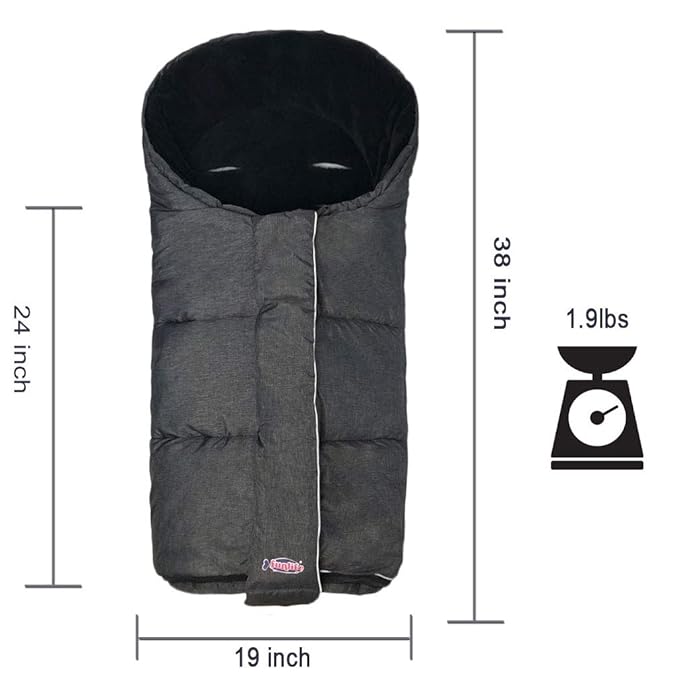 German Designed Winter Tour Waterproof Stroller Footmuff,Width Adjustable Design Fits Baby Grows Stroller Bunting Bag Toddler 6-36M,Black