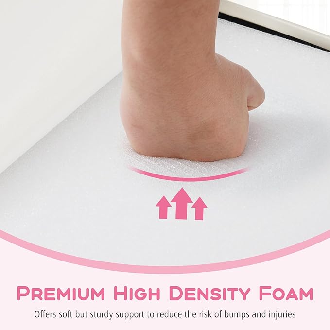 Olakids Climbing Toys for Toddlers, 6 Pieces Baby Foam Blocks Soft Play Set with PU Leather, Indoor Kids Climb and Crawl Sliding Activity Structure Gym Playground Climber (Peach)