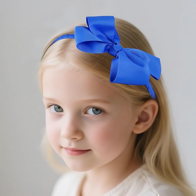 baotongle 11pcs Royal Blue School Hair Accessories Set Uniform Hair Bow Headband Clips Hair Ties Curly Bows for Little Toddler School Girls (Royal Blue)