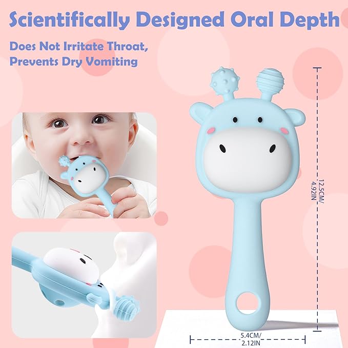 2 Pcs Teething Toys for Baby, Silicone Giraffe Teether Toy for Teething Relief, Baby Chew Toys Sore Gums, Teethers 0-6 Months Gift