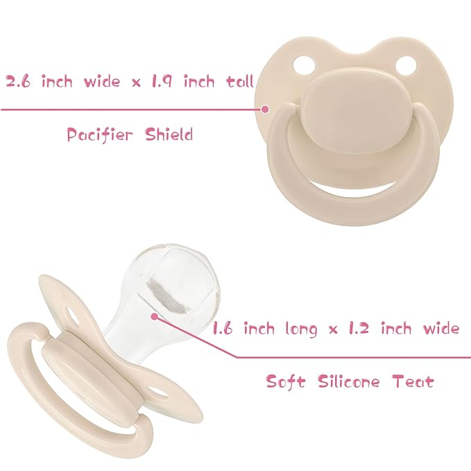 Adult Sized Pacifier Bigshield : Replacement Silicone Paci Big Teat for Anxiety Release - Orthodontic Binky Taken Apart and Re-Assembled Ivory