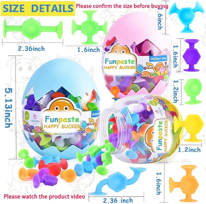 50pcs Suction Toys Easter Basket Stuffers Sensory Toys for Kids Ages 3 4 5 6 7 8 Boys Girls, Stocking Stuffers Bath Toy for Toddlers Montessori 8 Colors Slicone Travel