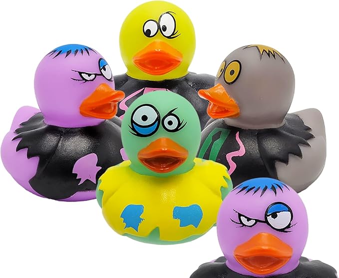 12-Pack Halloween Zombie Rubber Duck Toy Duckies for Kids, Bath, Birthday Baby Showers Summer Beach and Pool Activity, 2 Inches