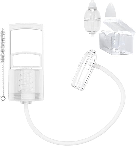 Nasal Aspirator for Baby, Baby Nose Sucker, Manual Nasal Aspirator Set Includes Hand Pump Snot Sucker+2 Replaceable Infant Tips+Cleaning Brush+ Travel Case(Translucent, Max)