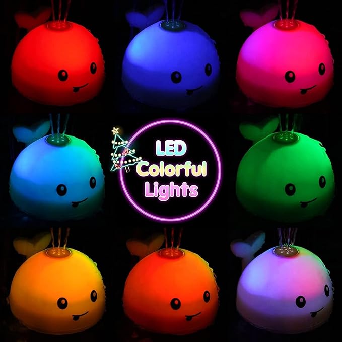 Gigilli Bath Toys for Kids Ages 1-3, Baby Bath Toys 1 2 3 Year Boy Girl, Easter Basket Stuffers Gifts 6-12-18 Months, Light Up Whale Bath Toy Sprinkler Toddler Birthday Bathtub Fountain Pool Water Toy