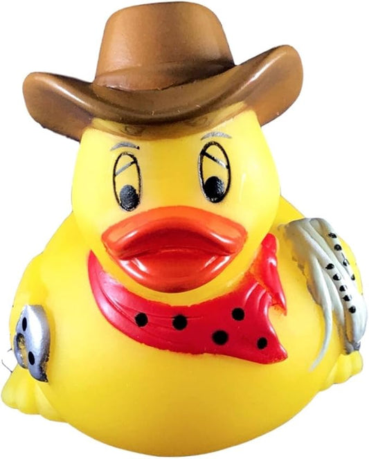 3" Rubber Duck [Sealed Hole, Floats Upright] - Baby Safe Bathtub Bathing Toy - Cowboy Rubber Duck