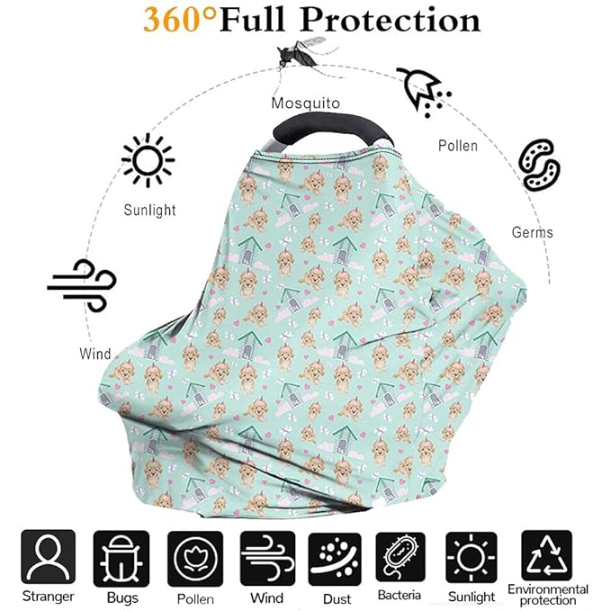 KIDVOVOU Colorful Cow Printed Car Seat Covers for Babies - Multi- use Nursing Carseat Canopy, Breastfeeding Covers, Baby Gifts for Boys and Girls