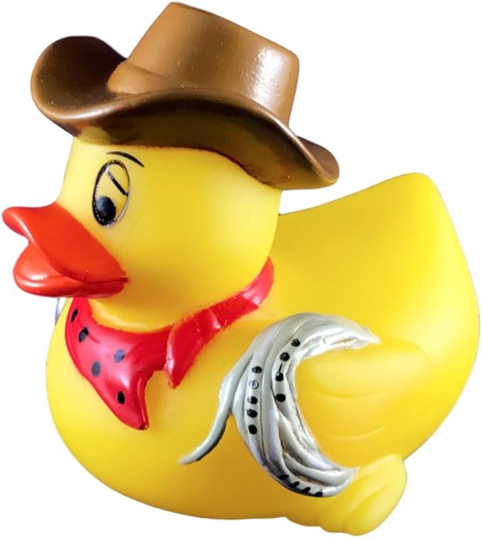 3" Rubber Duck [Sealed Hole, Floats Upright] - Baby Safe Bathtub Bathing Toy - Cowboy Rubber Duck