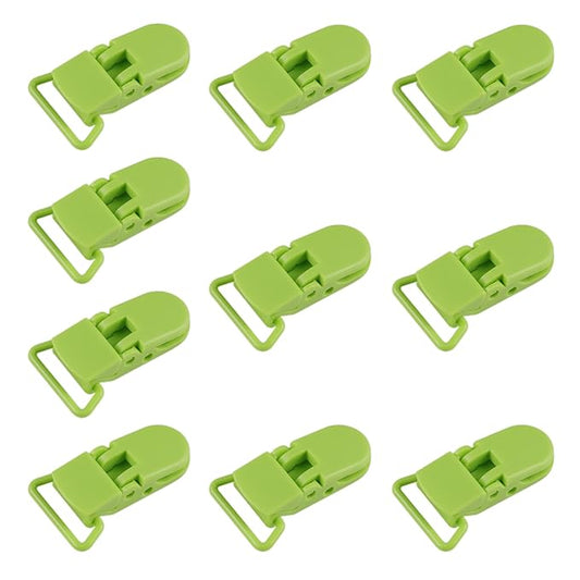 10-Pack Pacifier Clip Replacement Ends - BPA-Free Plastic Fasteners for DIY Baby Crafts, Sewing Bibs & Blankets Straps (3/4 Inch, Fruit Green)