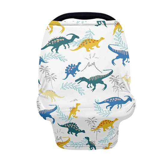 KIDVOVOU Nursing Cover Breastfeeding Scarf Cute Cartoon Dinosaur Printed Baby Car Seat Covers Infant Stroller Cover Carseat Canopy