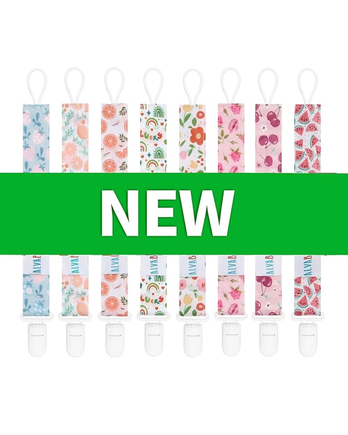 ALVABABY Pacifier Clips 8 Pack Pacifier Binky Paci Holder Leashes for Baby Teethers 8DP12