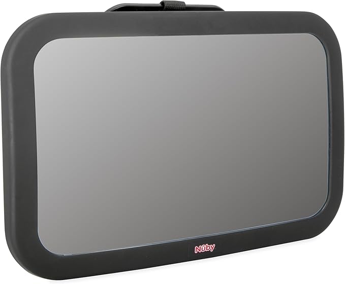 Nuby Adjustable Backseat Baby Mirror with Swivel Base for Easy Viewing, Quick Install, Shatter Resistant, Black (Pack of 2)