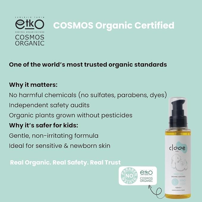 Organic Baby Oil (100 ml) – Olive, Almond & Argan – Gentle Moisturizing Massage Oil for Babies & Kids