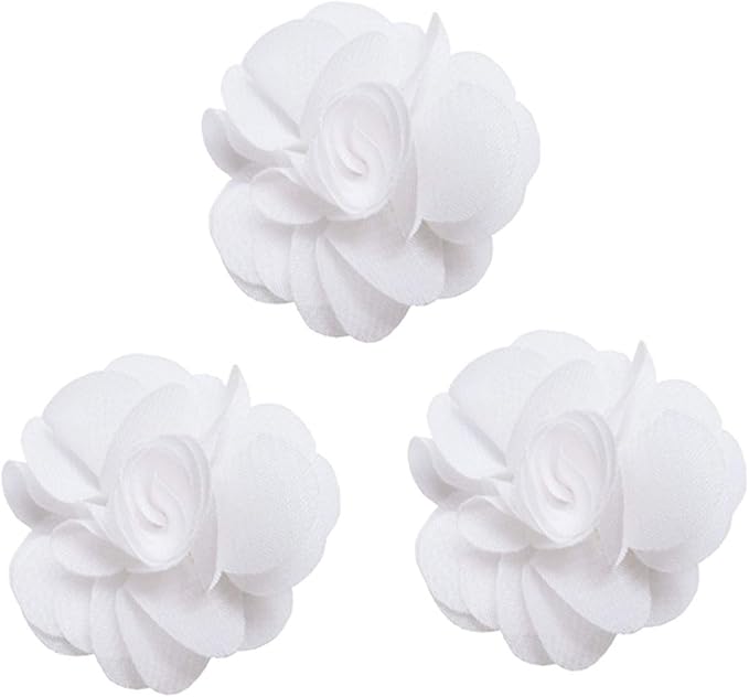 YYCRAFT Pack of 30 Chiffon Flower 1.5" Hair Flower Headband-White