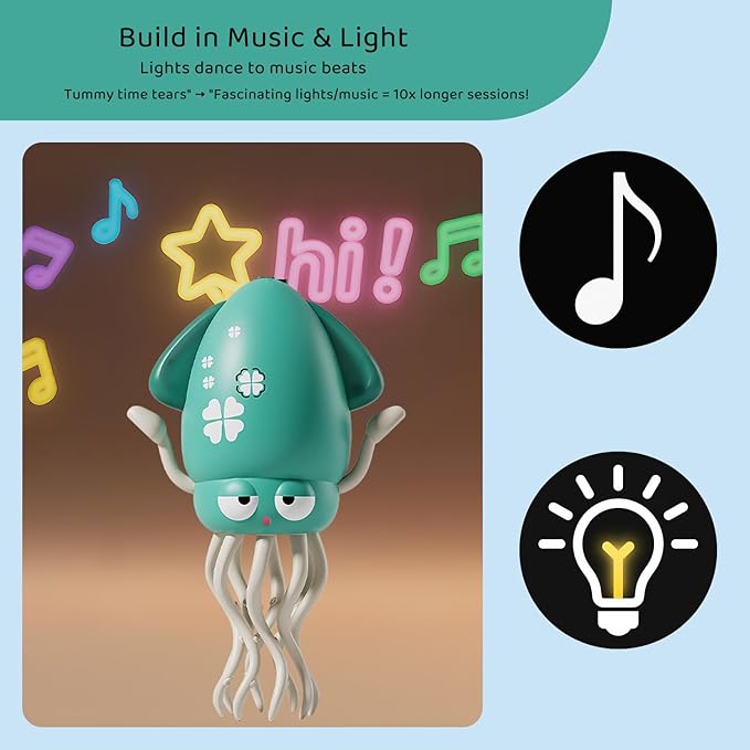 Electric Crawling Dancing Octopus Toy for Walking Baby Boy Girl 0-6 6-12 12-18 Months, Infant Tummy Time Musical Magic Dancing Squid Toy for 3 4 5 6 7 8 9 10 11 12 Toddler 1st Birthday Gift