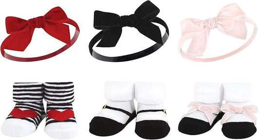 Hudson Baby Girl's Headband and Socks Giftset
