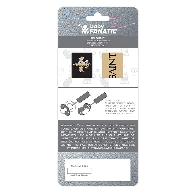Baby Fanatic Officially Licensed Unisex Pacifier Clip 2-Pack - NFL New Orleans Saints - Officially Licensed Baby Apparel
