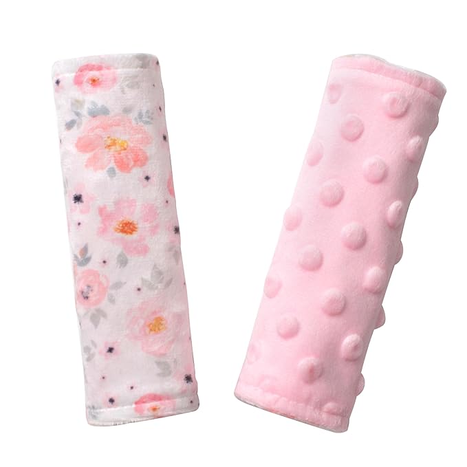 Car Seat Strap Covers for Babies Soft Car Seat Belt Covers, Mink Car Seat Straps Shoulder Pads for Boys and Girls, Flower