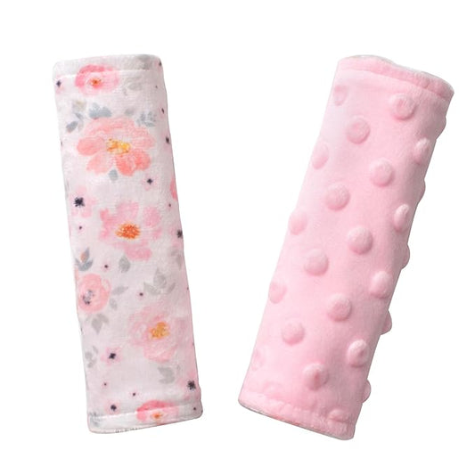 Car Seat Strap Covers for Babies Soft Car Seat Belt Covers, Mink Car Seat Straps Shoulder Pads for Boys and Girls, Flower