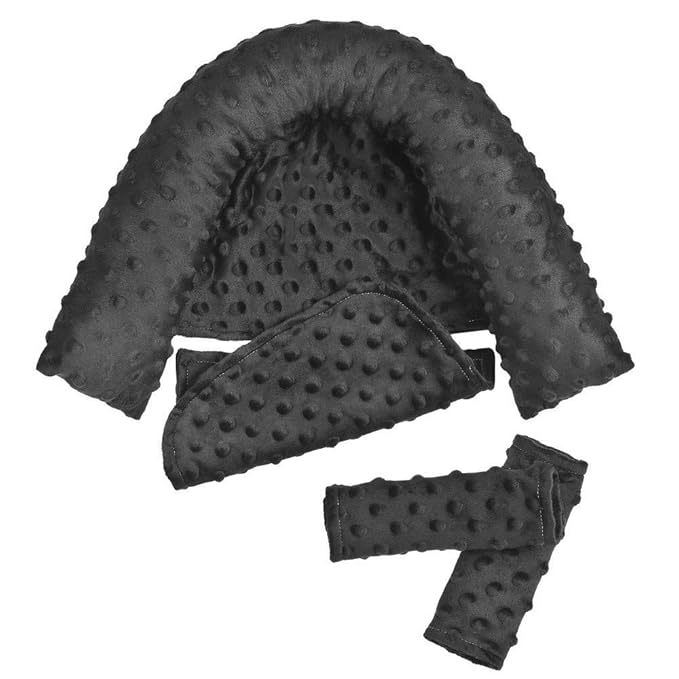 Baby Head Support and Strap Covers, Infant Head Support Pillow, Super Soft Head and Neck Cushion for Car Seat, Baby Headrest and Carseat Neck Cover(Black)