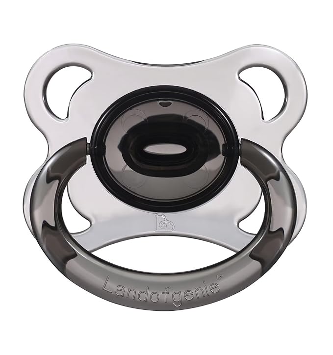 Landofgenie Large Shield Adult Size Pacifiers Set Moon Shape Transparent Design Pacifier Black