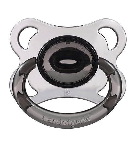 Landofgenie Large Shield Adult Size Pacifiers Set Moon Shape Transparent Design Pacifier Black
