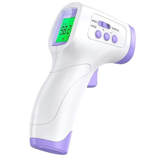 Thermometer for Baby and Adults, KKmier No Touch Forehead Thermometer, Digital Thermometer with Fever Alarm, 2s Accurate Instant Reading, 99 Sets Memory