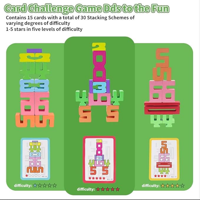 rytopt Wooden Number Building Blocks, 20Pcs Digital Building Blocks from 1 to 10, Easter, Party Favors, Stocking Stuffers, Classroom Must Haves, Back to School Supplies, School Supplies