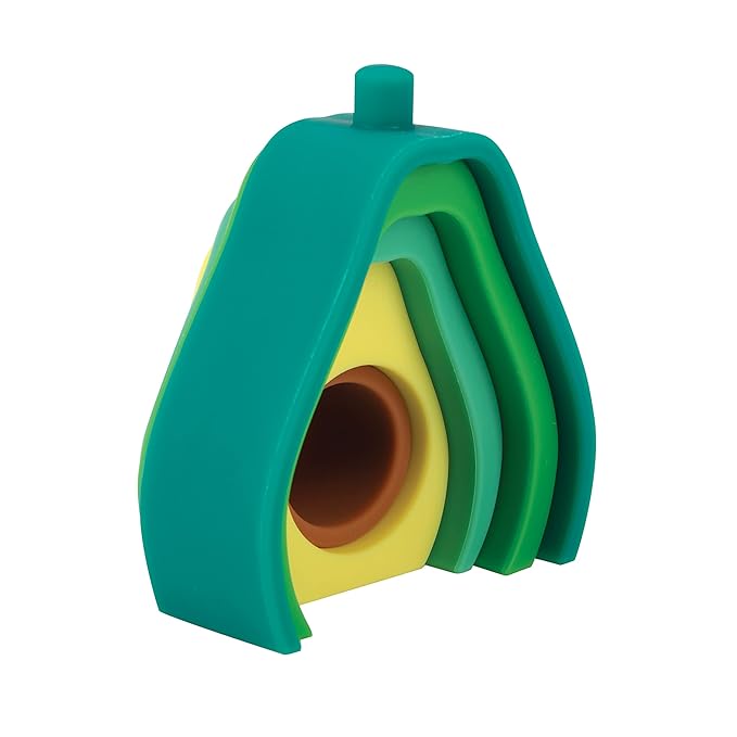 Nuby Soft Silicone Stackable Avocado Interactive Toy - 5-Piece Toddler Stacking Toy for Early Development - 12+ Months