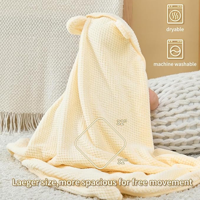 Baby Hooded Towel 2 Pack Bath Towels for Newborn with Animal Design Shower Essentials for Baby Girl Boy and Toddler (Camel & Beige, Medium)