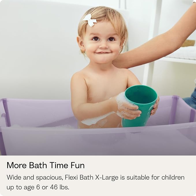 Stokke Flexi Bath X-Large, Sandy Beige - 31.5 x 15.7 x 9.4 in - Best for Infants & Toddlers - Lightweight, Foldable & Easy to Store - Convenient to Use at Home or Traveling