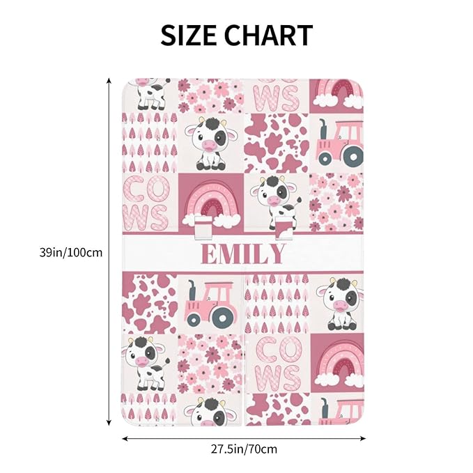 Personalized Baby Car Seat Canopy for Girls, Custom Name Baby Car Seats Covers for Babies, Opening Minky Nursing Breastfeeding Stroller Cover Infant Carseat Canopies for Newborn (Cute Cow Pink)