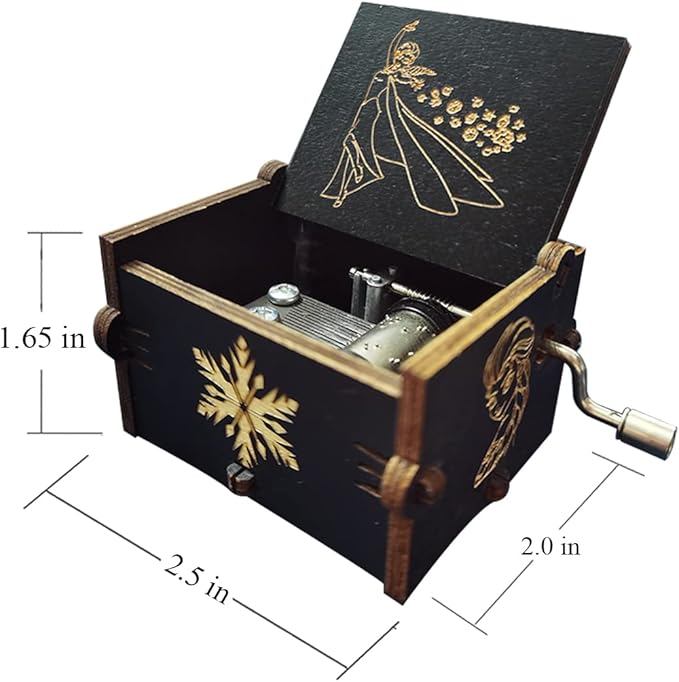 Bolunlun Frozenn Music Box, Wooden Hand Crank Music Box, Wooden Toys for Movie Fans, Gifts for Kids/Sons/Daughters, Perfect for Valentine's Day, Birthday, Halloween and Christmas. (Frozenn song)