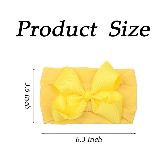 8 Pcs Baby Girls Headband Bows, Soft Nylon Hairbands Cute Big Bow Super Elastic Headband For Baby Girls Newborn Infant Toddlers (8 Pcs Traditional Color, Large)