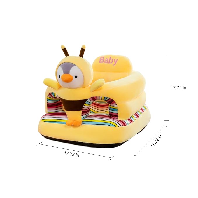 Baby Seat for 3-24 Month, Infant Back Support Floor Chair, Plush Cartoon Animals Baby Sofa, Toddler Floor Seater for Sitting Up, Portable Activity Seat for Babies (Bee)