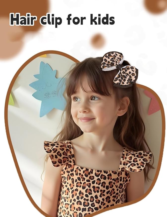 Baby girls leopard hair bow Clips Pin,leopard print bow hairpin for women(FD62-Leopard 4)